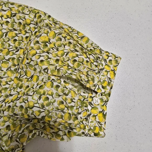 J. Crew High-neck Puff-sleeve Top Liberty Fabric Eliza's Yellow Women's Small - Picture 4 of 10